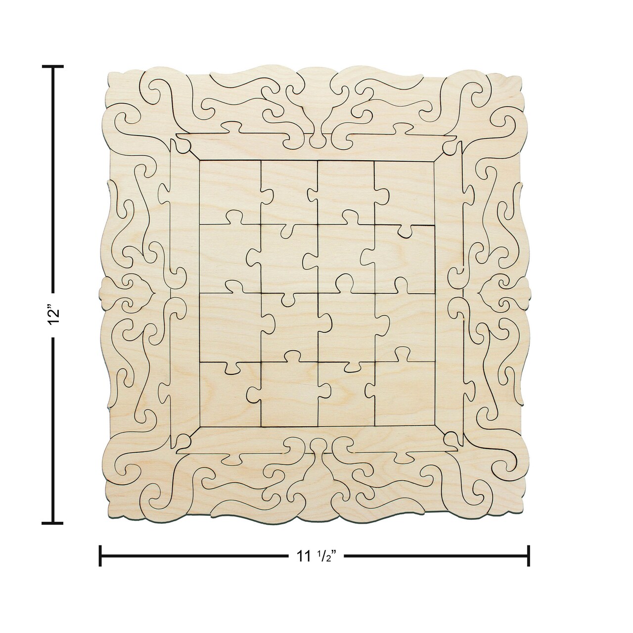 Leisure Arts Wood Puzzle Large Frame 50 pieces 12" x 11.5" Blank Puzzles, Make Your Own puzzle, Blank Puzzle Pieces Blank Wooden Puzzles DIY Jigsaw Puzzles, blank puzzles to draw on